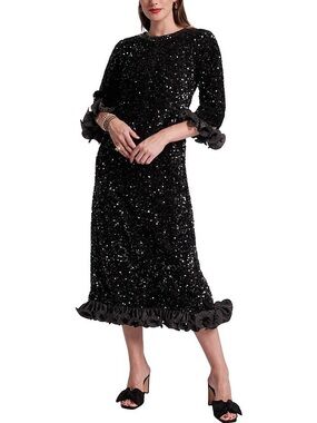 NWT FRANCES VALENTINE Plaza Sequin Midi Dress Sz S